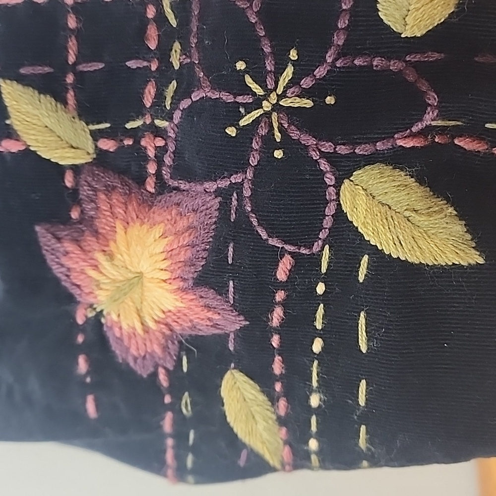 J Jill Fine Black Corduroy Embroidered Coat Fall Colors XLT GUC - Picture 2 of 10